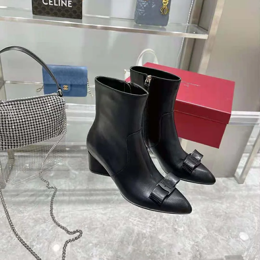 Salvatore Ferragamo Viva Bootie in 55mm Heel for Women in Black Salvatore Ferragamo Viva Bootie in 55mm Heel for Women in Black