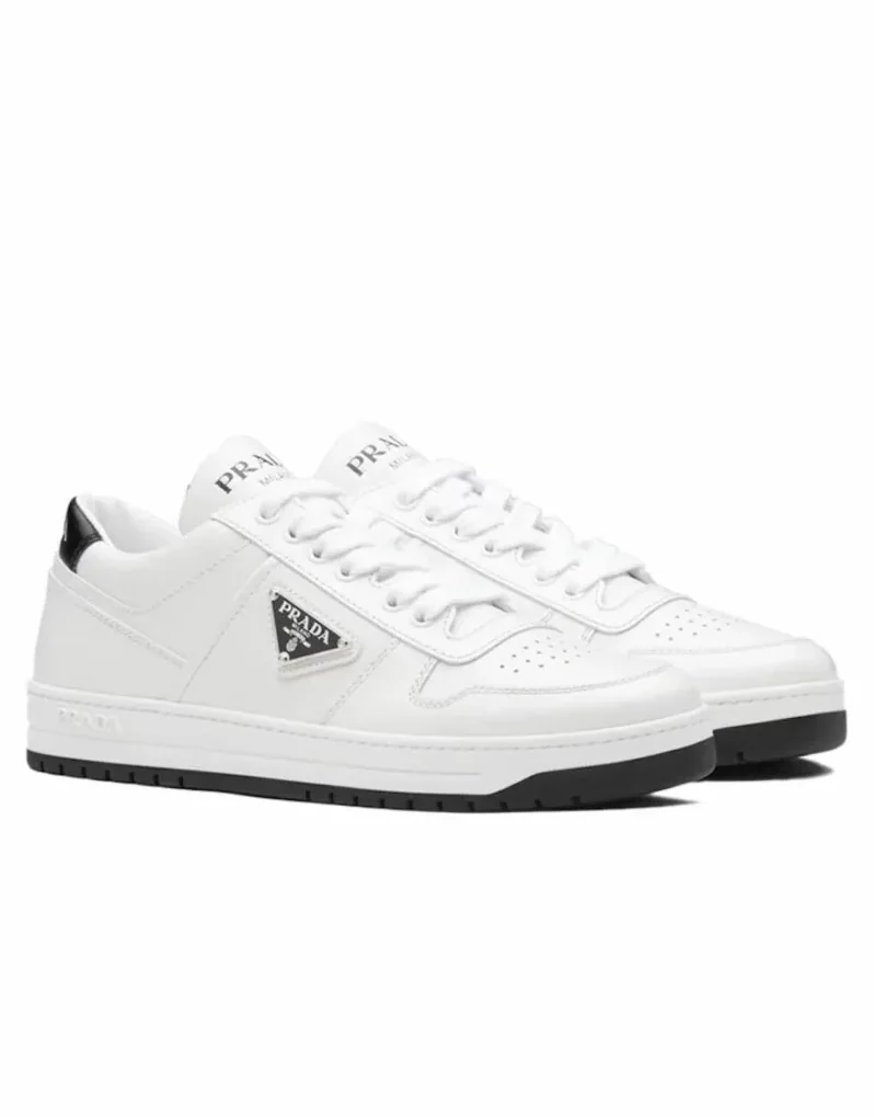 Prada Downtown Perforated Sneakers White in Black /