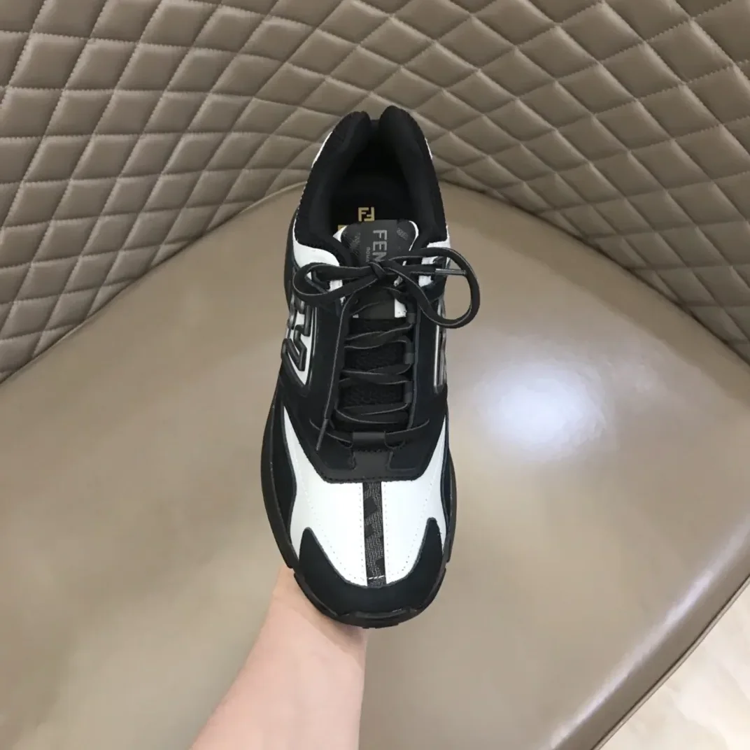 FD Fendi Faster Trainers Sneakers Black And White FD Fendi Faster Trainers Sneakers Black And White