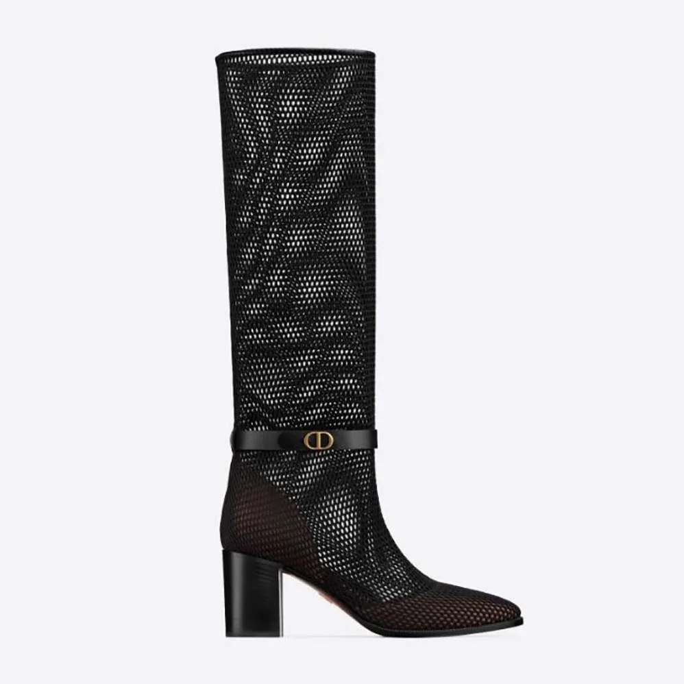 Dior Dior Empreinte Heeled Boot Black Mesh Calfskin for Women