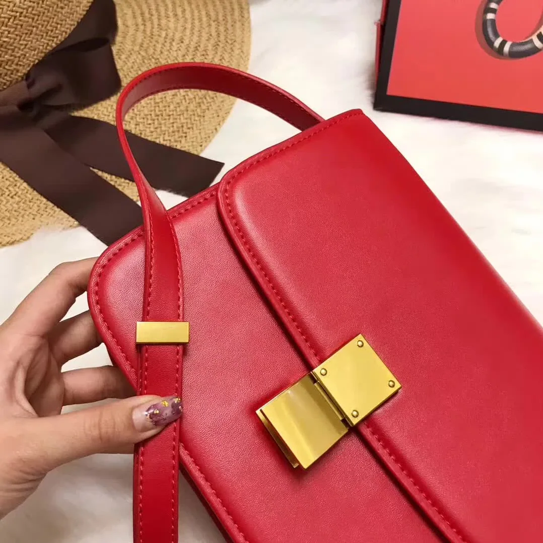 Celine Medium Classic Bag in Box Calfskin Leather in Red