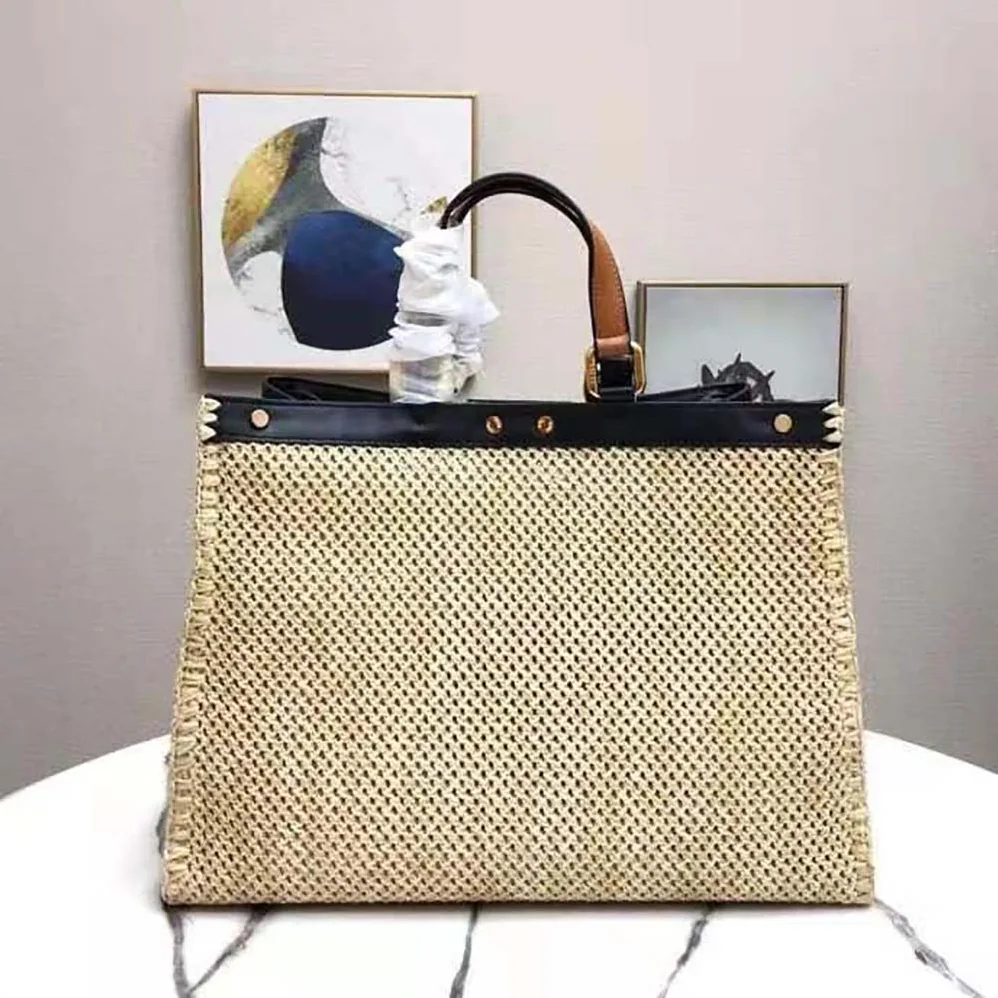 Fendi Peekaboo X for Women in Tote Natural Raffia Bag