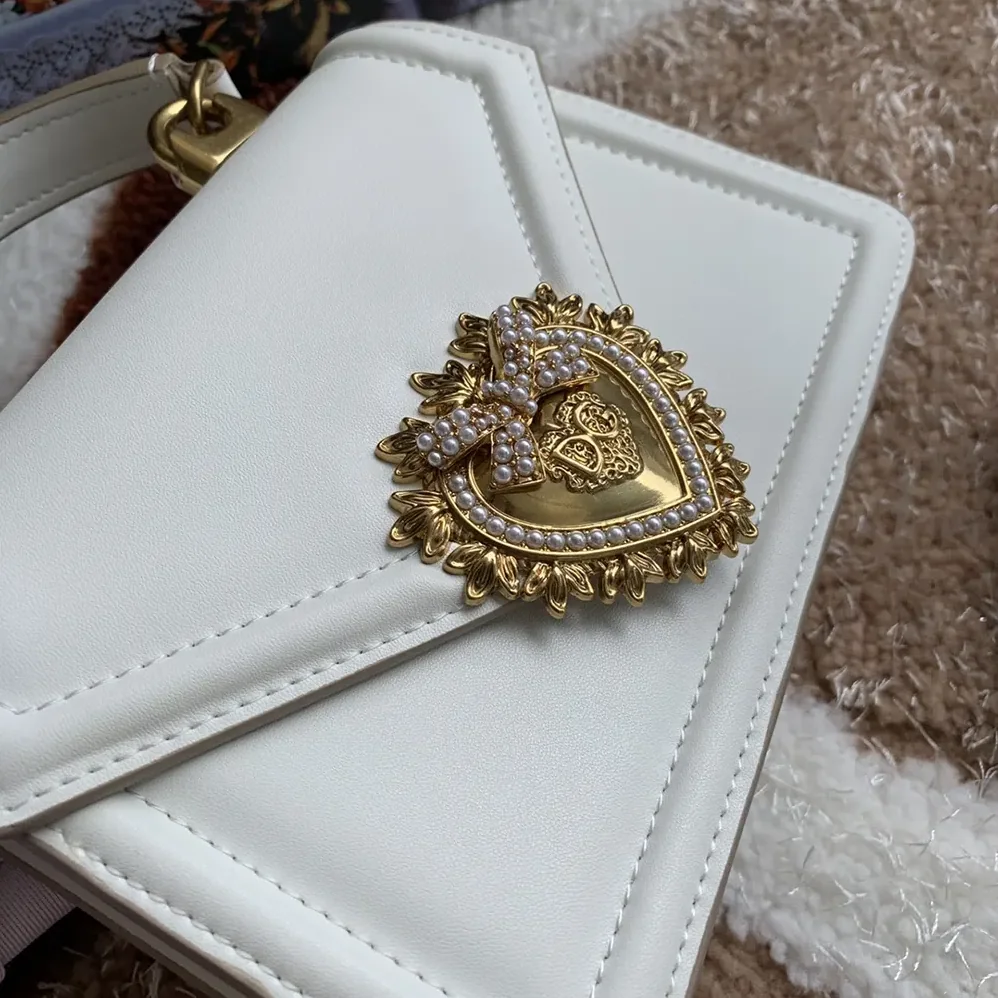 Dolce Gabbana D&G Medium Smooth Calfskin Devotion Bag for Women in White