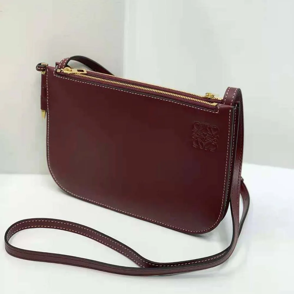 Loewe Gate Double Zip Pouch in Soft Calfskin for Women