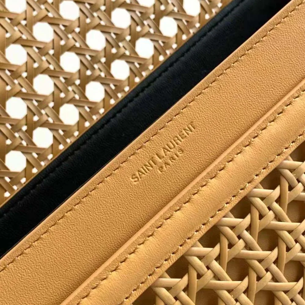 Saint Laurent YSL Solferino Medium in Canework Vegetable for Women in Tanned Leather Saint Laurent YSL Solferino Medium in Canework Vegetable for Women in Tanned Leather