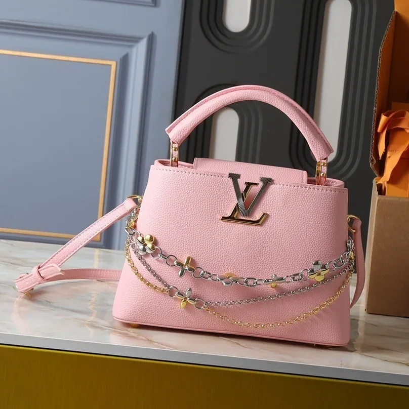 Louis Vuitton Capucines BB Top Handle Bag / Jasmine Pink Silver/ Gold Hardware