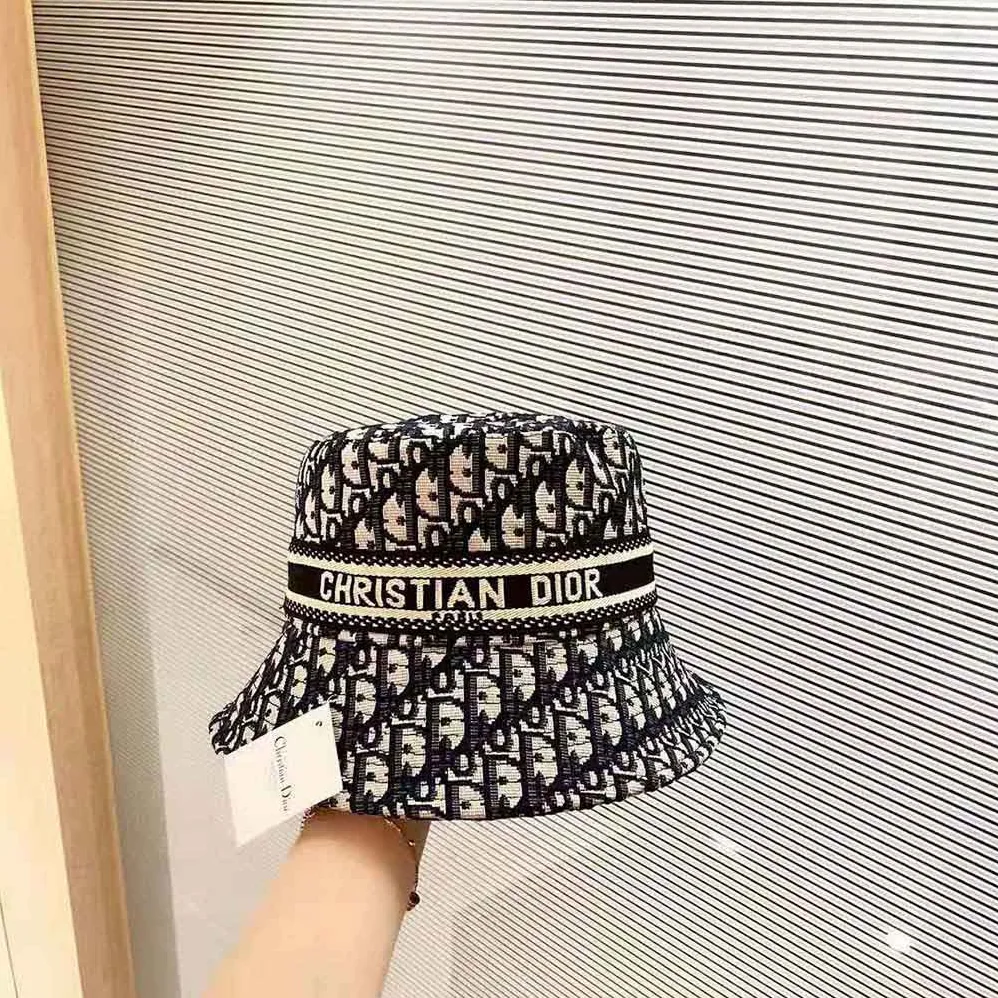 Dior D-Oblique Small Brim Bucket Hat Navy Blue Cotton for Women Dior D-Oblique Small Brim Bucket Hat Navy Blue Cotton for Women