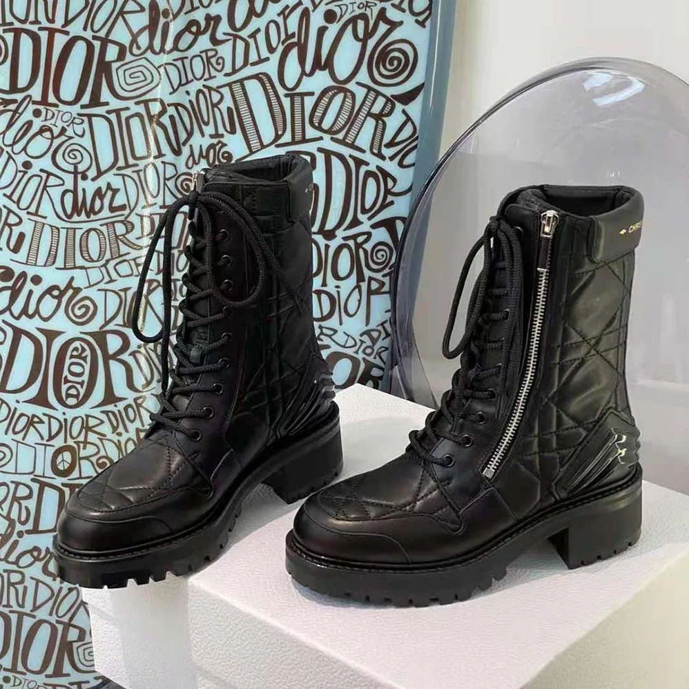 Dior D-Leader Ankle Boot Black Quilted Cannage Calfskin for Women