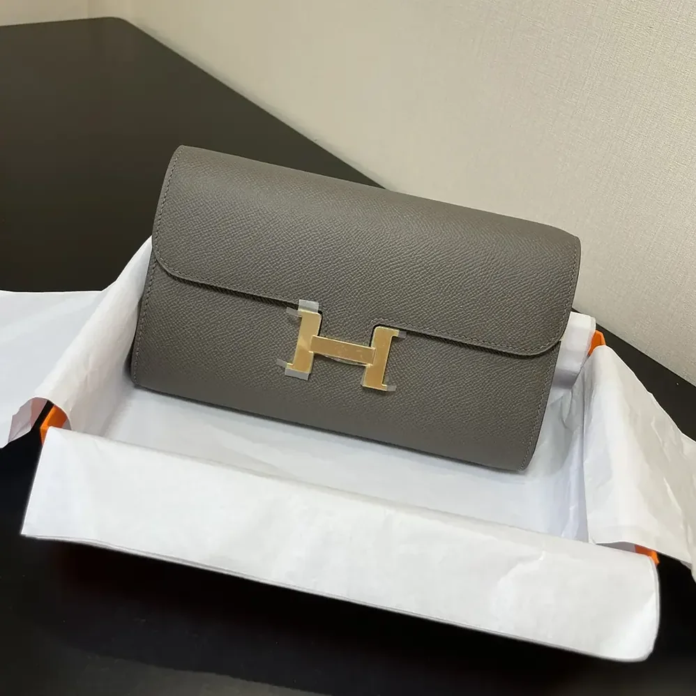 Hermes Constance Long To Go in Epsom Leather for Women in Grey/Gold Hermes Constance Long To Go in Epsom Leather for Women in Grey/Gold