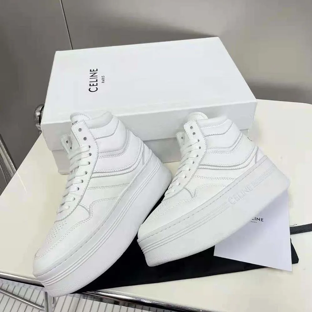 Celine Mid Block Sneakers with Wedge in Calfskin for Women