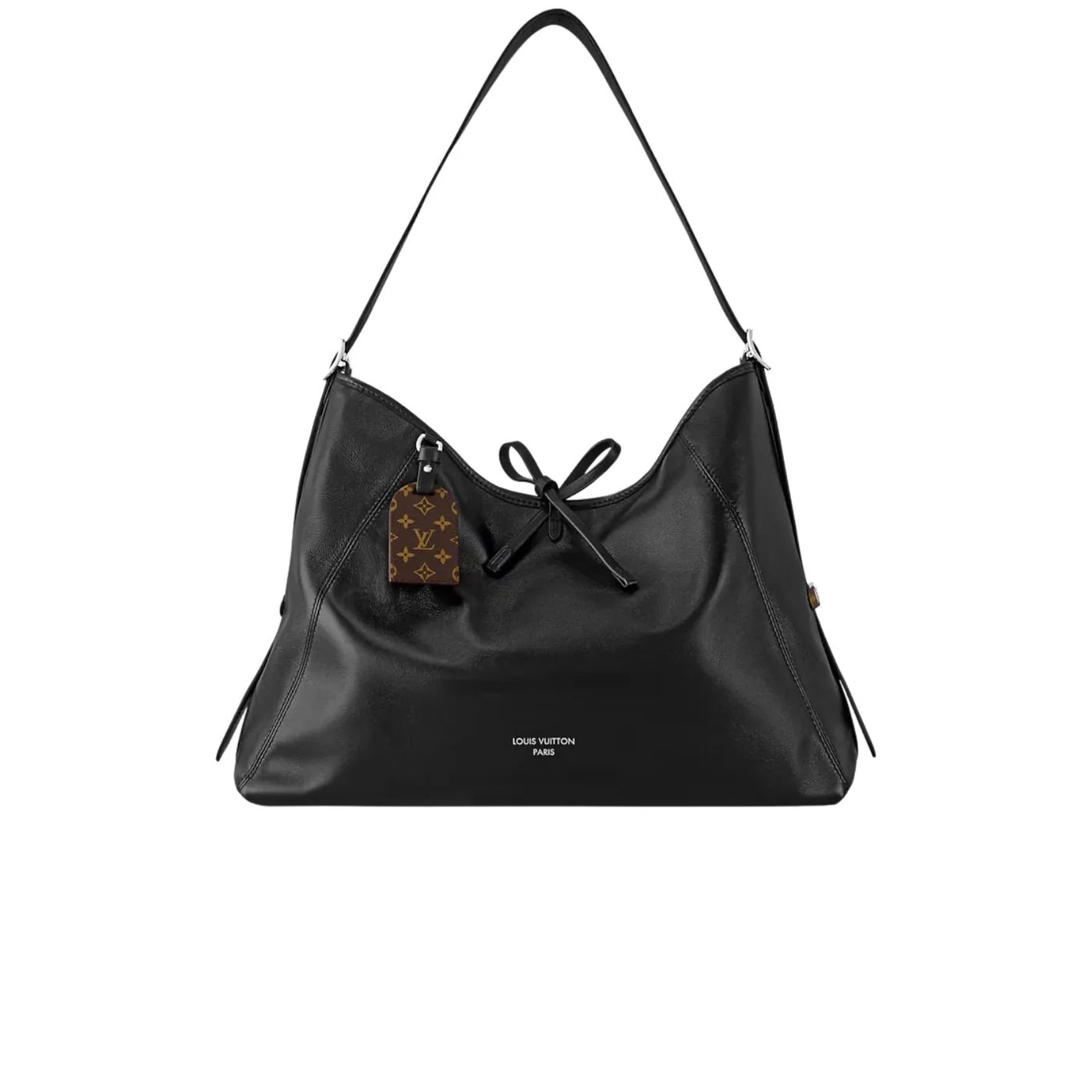 Louis Vuitton CarryAll Vibe MM Shoulder Bag in Black Silver Hardware