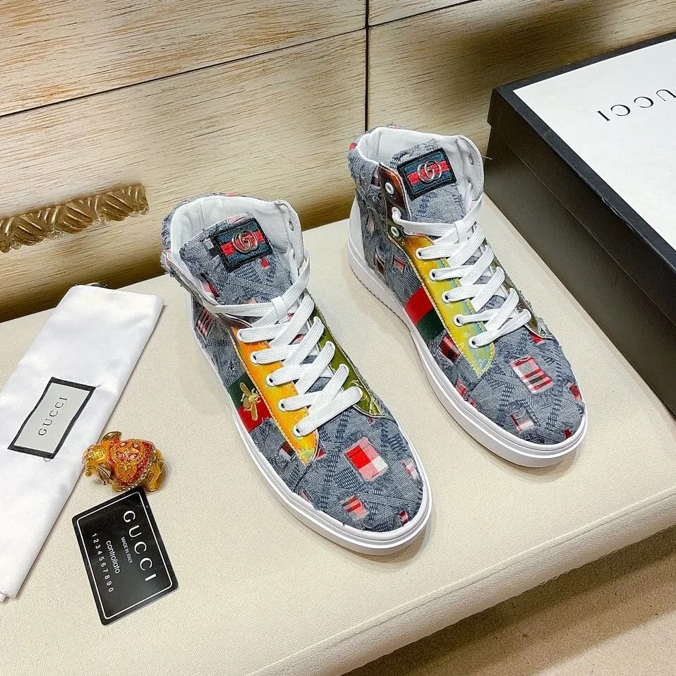 Gucci Basket Jean's High Top With Bee Sneaker Blue for Men Gucci Basket Jean's High Top With Bee Sneaker Blue for Men