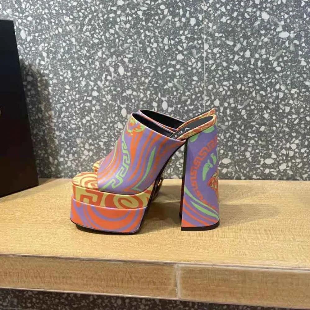 Versace Medusa Music Platform Mules for Women in Purple Versace Medusa Music Platform Mules for Women in Purple