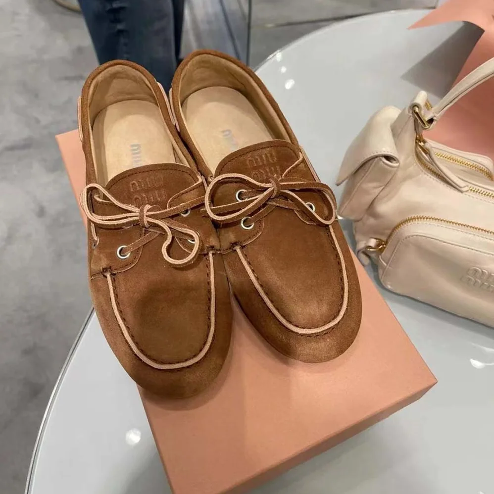 Miu Miu Unlined Bleached Leather Loafers for Women in Brown Miu Miu Unlined Bleached Leather Loafers for Women in Brown