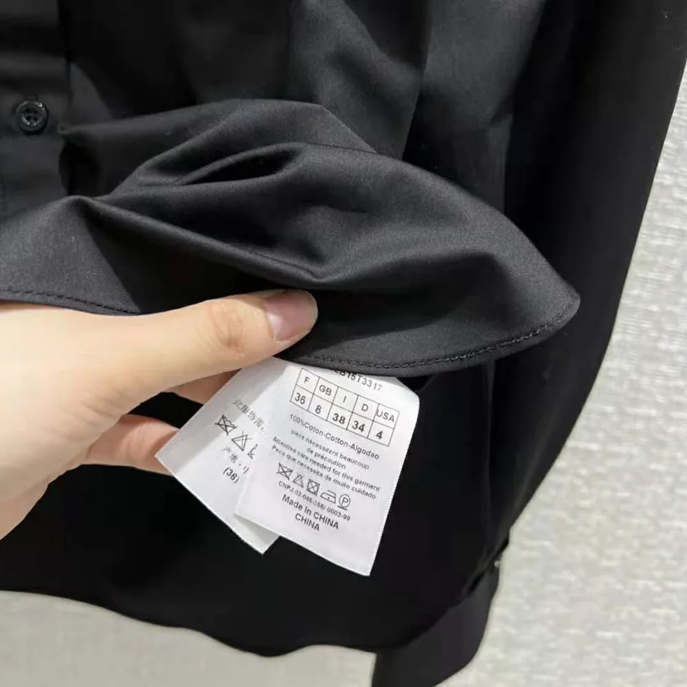 Dior Blouse with Ruffles Black Cotton Poplin for Women Dior Blouse with Ruffles Black Cotton Poplin for Women