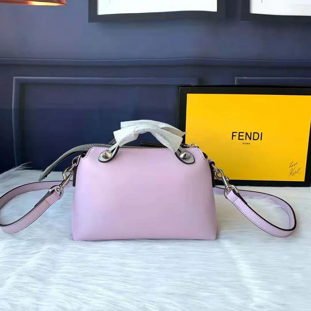Fendi by the way Mini Multicolor Leather Boston Bag for Women in Pink
