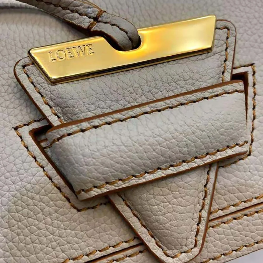 Loewe Mini Barcelona Soft Bag in Soft Grained Calfskin for Women in White Loewe Mini Barcelona Soft Bag in Soft Grained Calfskin for Women in White