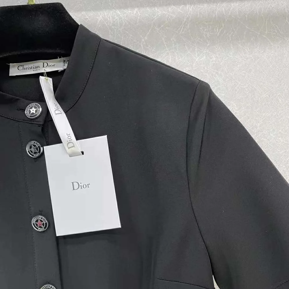 Dior Short Flared Dress Black Wool and Silk for Women Dior Short Flared Dress Black Wool and Silk for Women