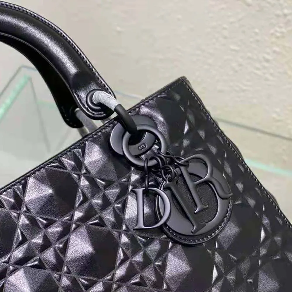 Dior Medium Lady Dior Bag Black Cannage Calfskin with Diamond Motif for Women Dior Medium Lady Dior Bag Black Cannage Calfskin with Diamond Motif for Women