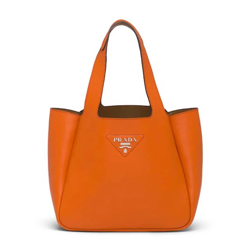 Prada Calf Leather Handbag for Women in Orange