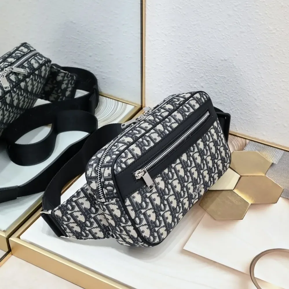 Dior Safari Belt Bag Beige and Black Dior Oblique Jacquard for Men
