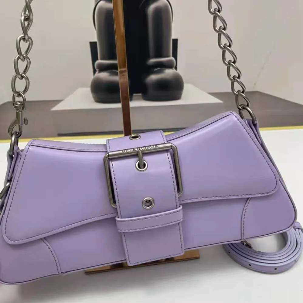 Balenciaga Lindsay Small Shoulder Bag With Strap in Light Purple Shiny Smooth Calfskin for Women Balenciaga Lindsay Small Shoulder Bag With Strap in Light Purple Shiny Smooth Calfskin for Women