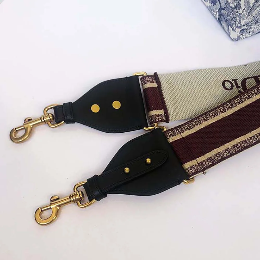 Dior Shoulder Strap with Ring Burgundy ‘CHRISTIAN DIOR PARIS' Embroidery for Women