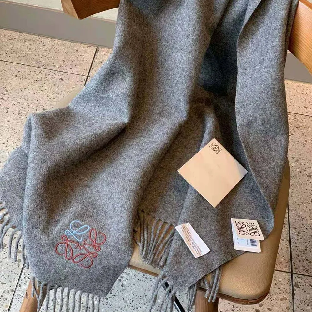 Loewe Anagram Scarf in Cashmere for Women in Gray Loewe Anagram Scarf in Cashmere for Women in Gray