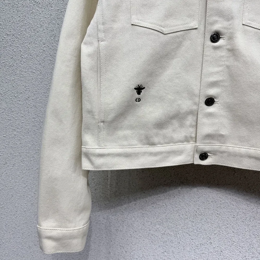 Dior Jacket Ecru Cotton Denim with Gold for Men in Tone Dioresque Stella Motif Dior Jacket Ecru Cotton Denim with Gold for Men in Tone Dioresque Stella Motif