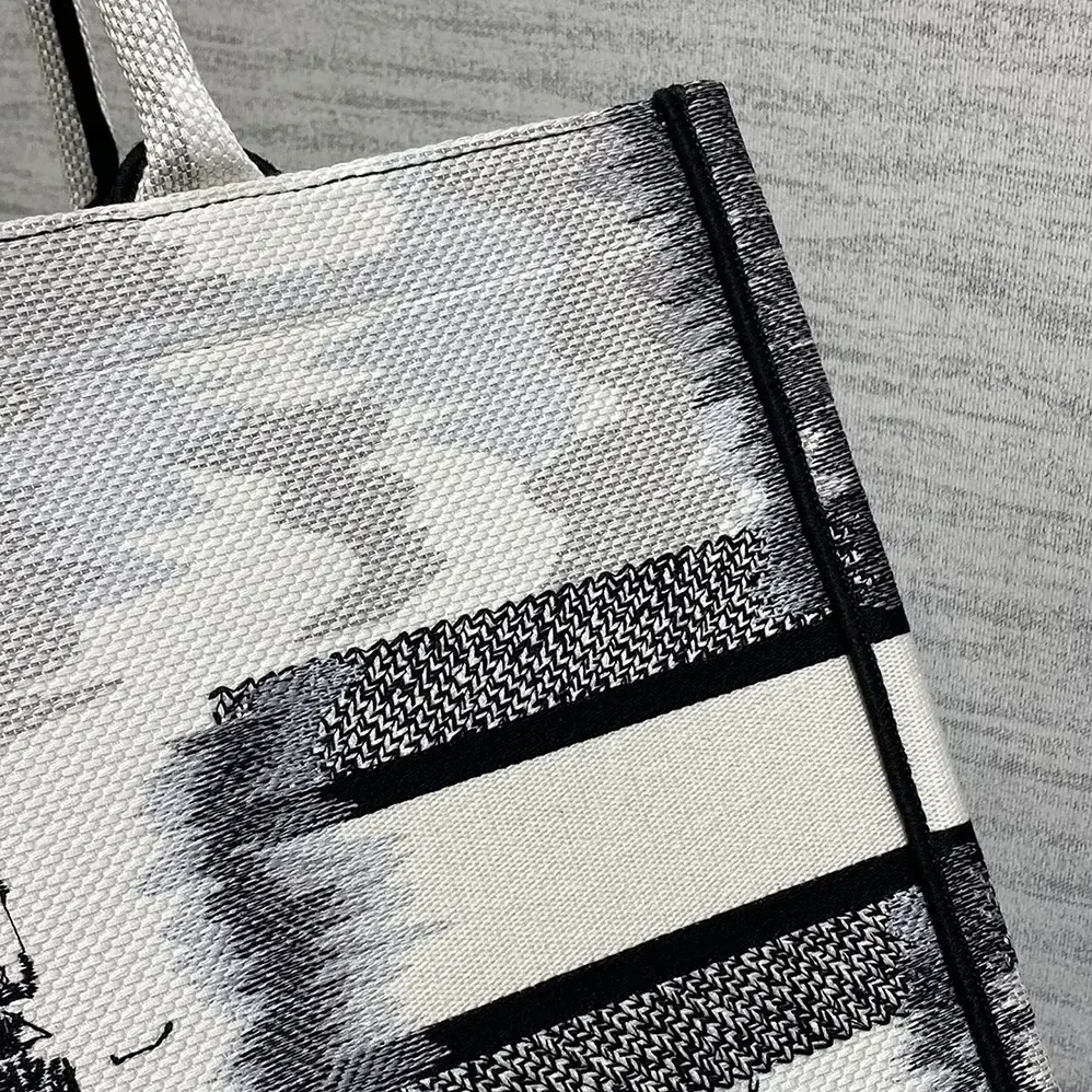 Dior Medium Dior Book Tote White and Black Paris Embroidery for Women