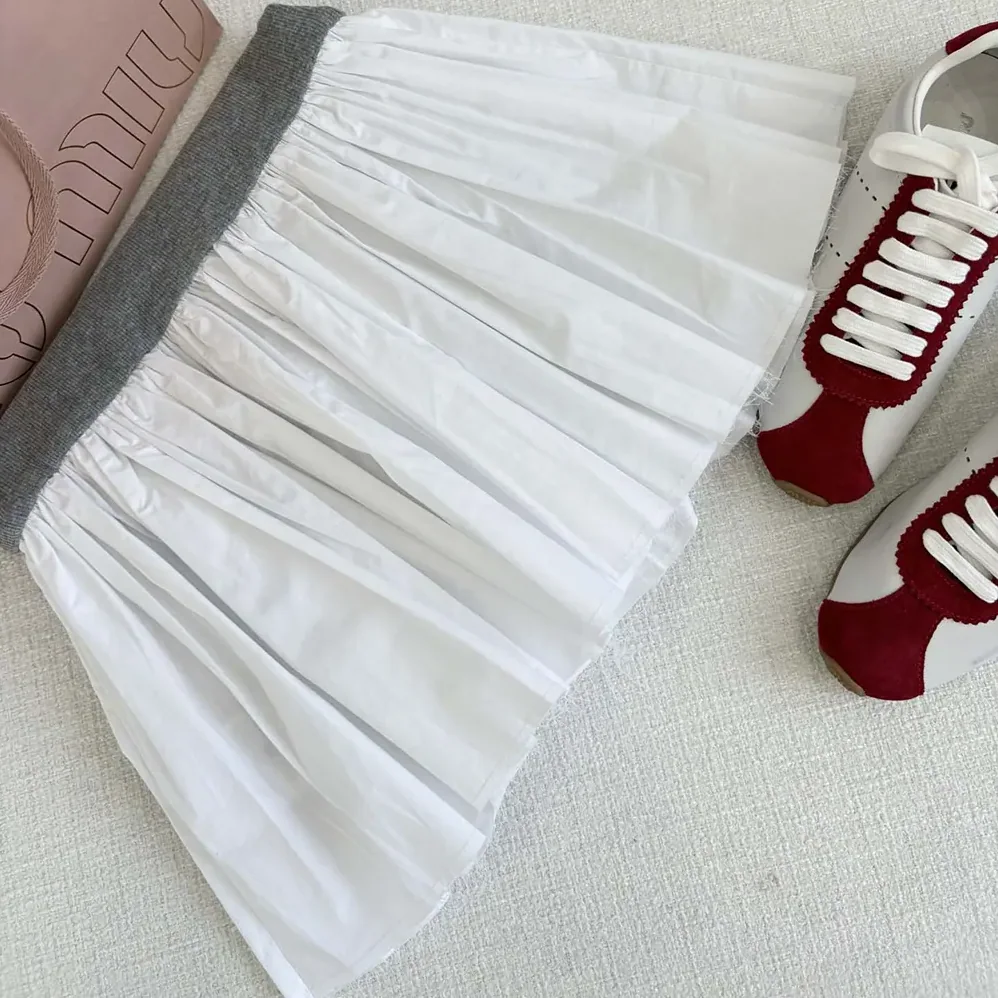 Miu Miu Poplin and Jersey Miniskirt for Women in White Miu Miu Poplin and Jersey Miniskirt for Women in White