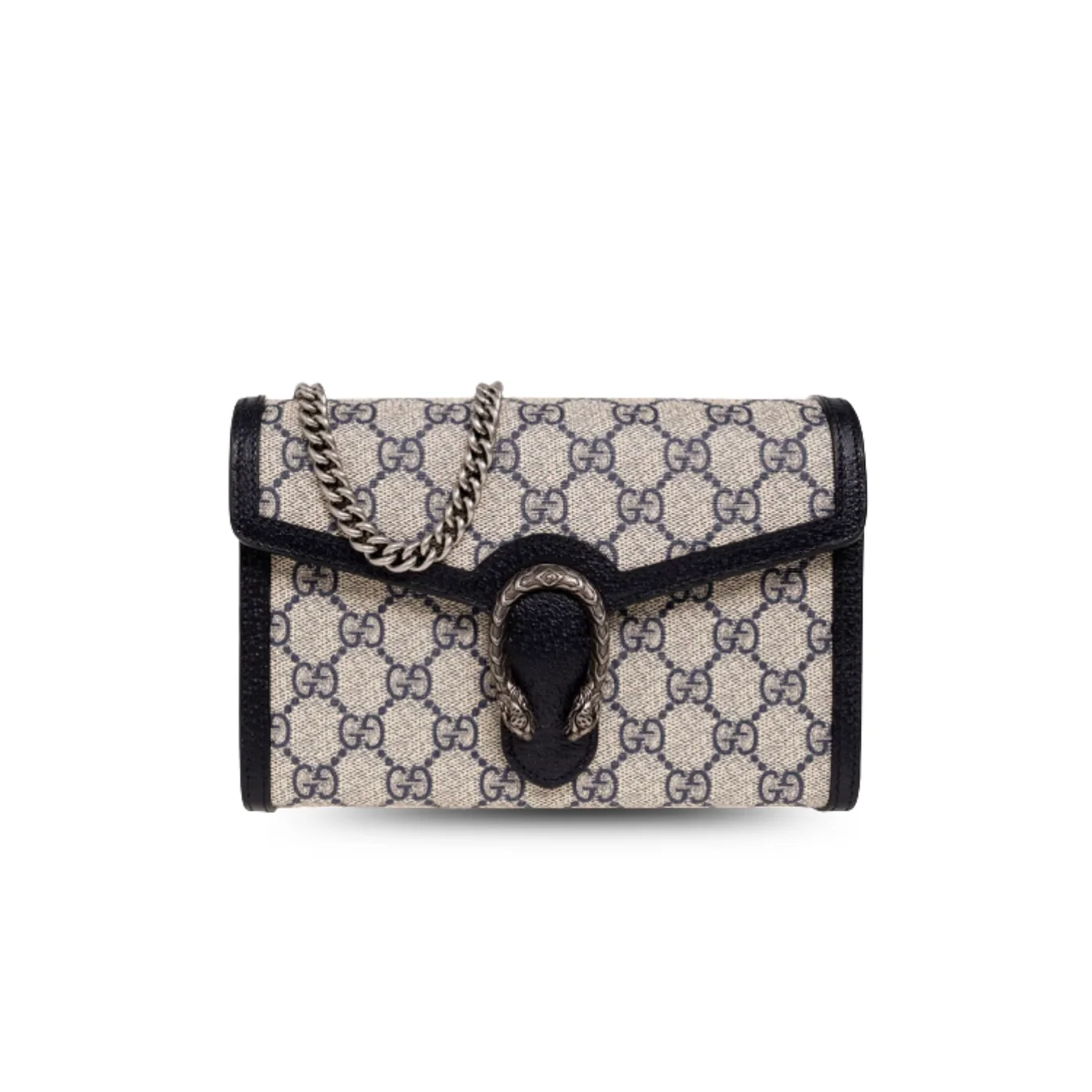 Gucci Dionysus Chain Wallet Shoulder Bag / Beige/ Blue GG Supreme Canvas Palladium Hardware Gucci Dionysus Chain Wallet Shoulder Bag / Beige/ Blue GG Supreme Canvas Palladium Hardware