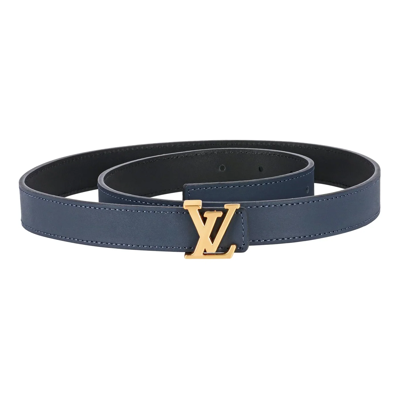 Reversible Dark Blue in Black Leather Belt
