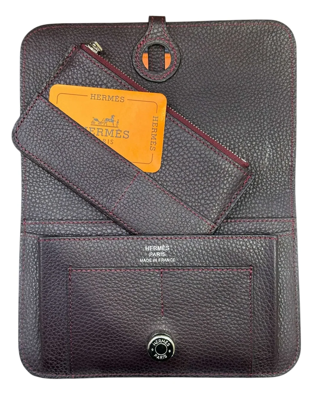 Amazing Burgundy Clemence Leather Dogon Travel Wallet