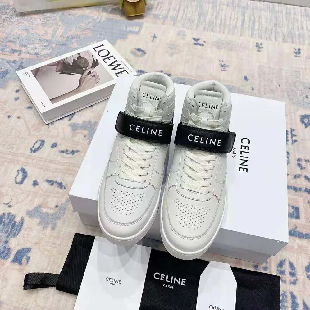 Celine CT-03 High Sneaker with Scratch in Calfskin for Men in White Celine CT-03 High Sneaker with Scratch in Calfskin for Men in White