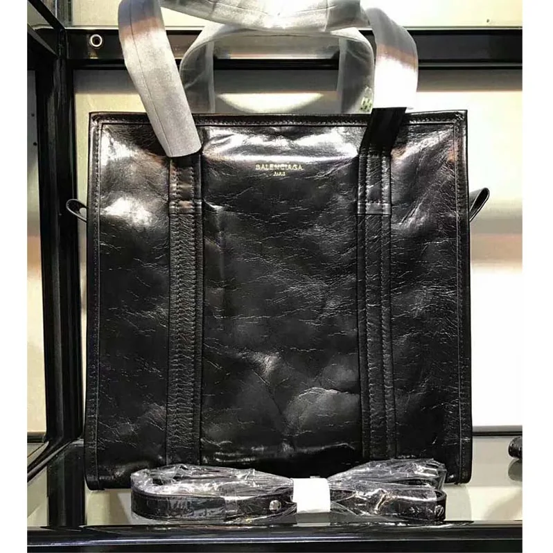Balenciaga Bazar Large Lambskin Shopping Bag for Women in Black