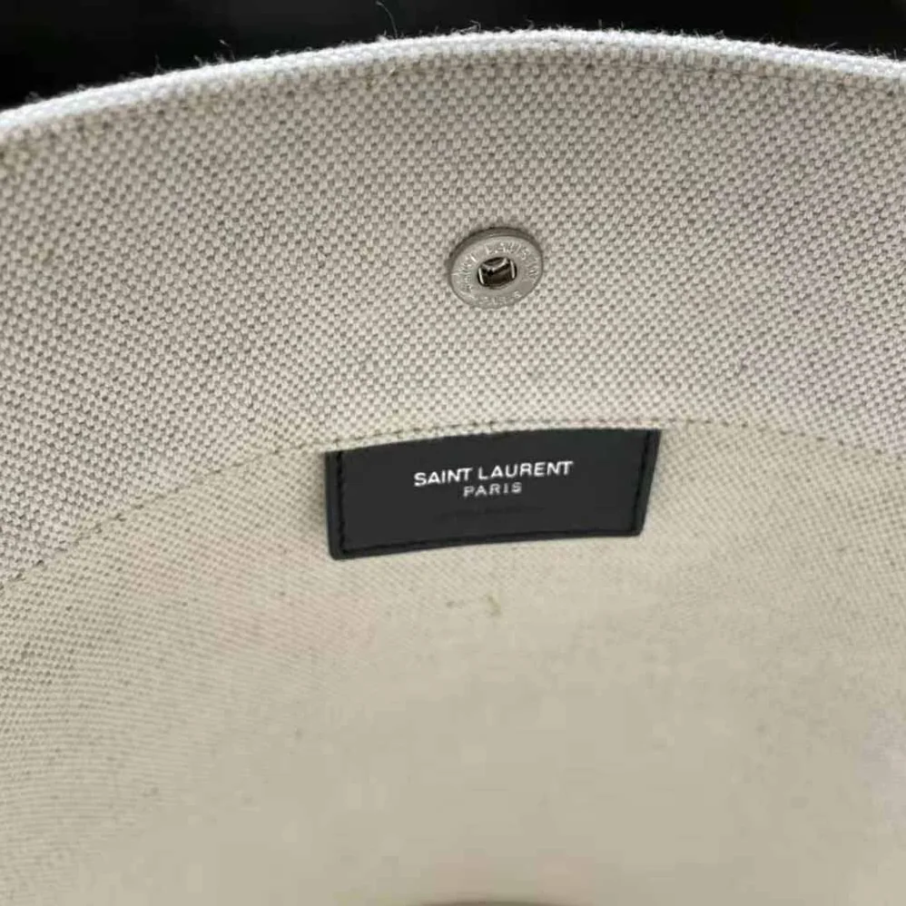 Saint Laurent YSL Rive Gauche Bucket Bag in Linen for Women in Black Saint Laurent YSL Rive Gauche Bucket Bag in Linen for Women in Black