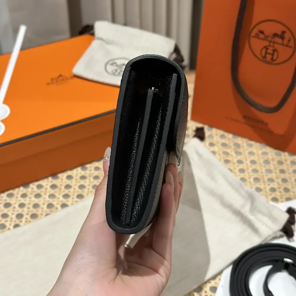 Hermes Constance Long To Go in Epsom Leather for Women in Black/Silver