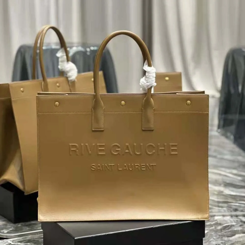 Saint Laurent YSL Rive Gauche Large Tote Bag in Vegetable for Women in Tanned Leather Saint Laurent YSL Rive Gauche Large Tote Bag in Vegetable for Women in Tanned Leather