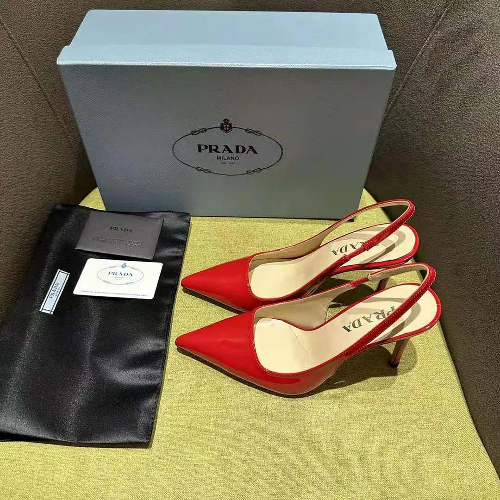 Prada Patent Leather Slingbacks for Women in Red Prada Patent Leather Slingbacks for Women in Red