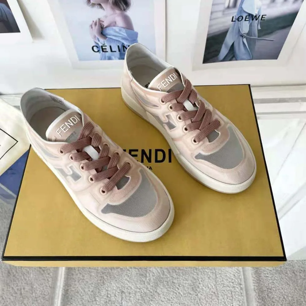 Fendi Match Pink Mesh Low Tops for Unisex