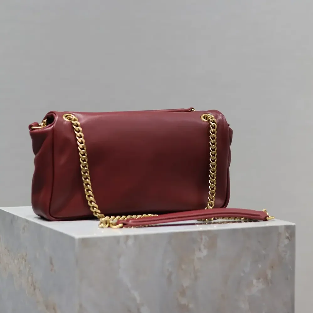 Saint Laurent YSL Calypso Small in Shiny Leather for Women in Maroon