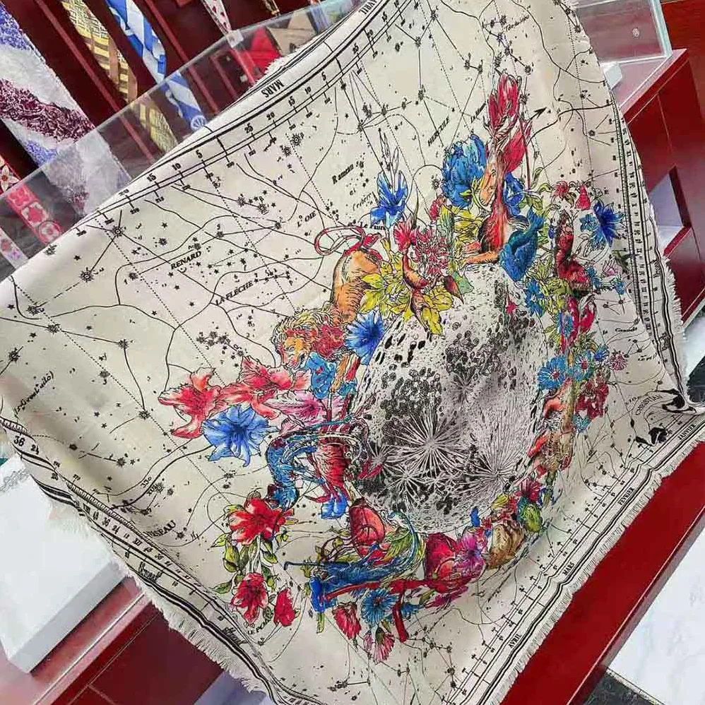Dior Zodiac Square Scarf Navy White Silk Twill for Women Dior Zodiac Square Scarf Navy White Silk Twill for Women