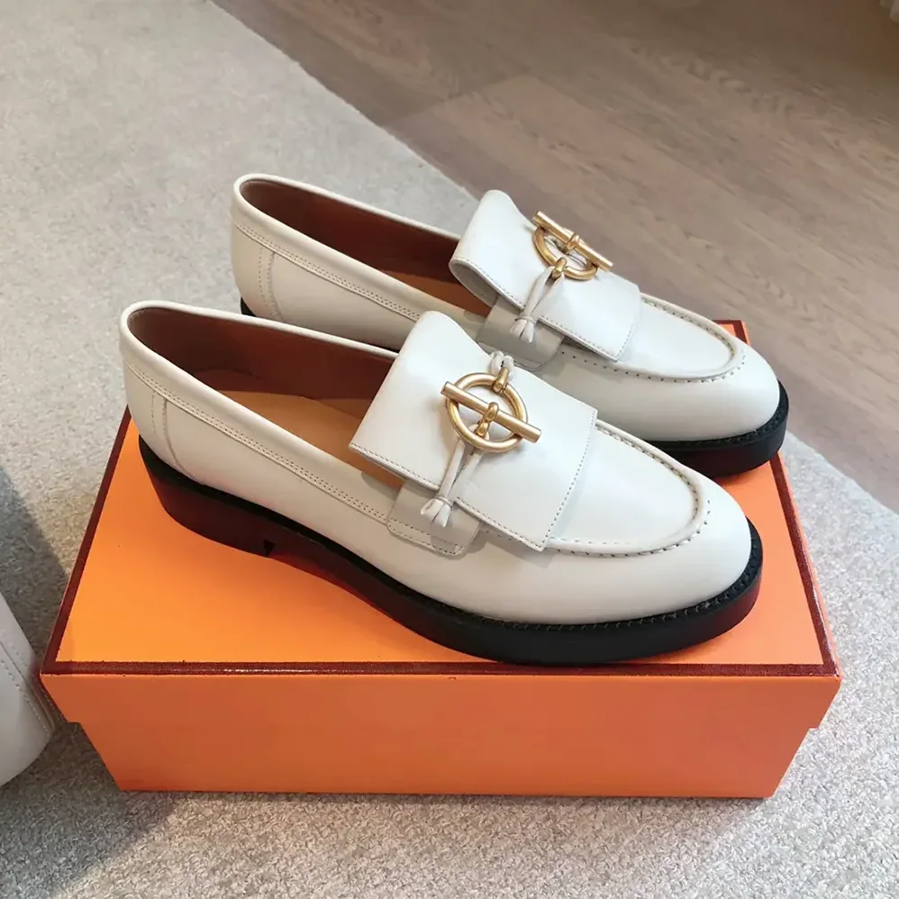 Hermes Impact Loafer in Calfskin Leather-White 241143Z for Women Hermes Impact Loafer in Calfskin Leather-White 241143Z for Women
