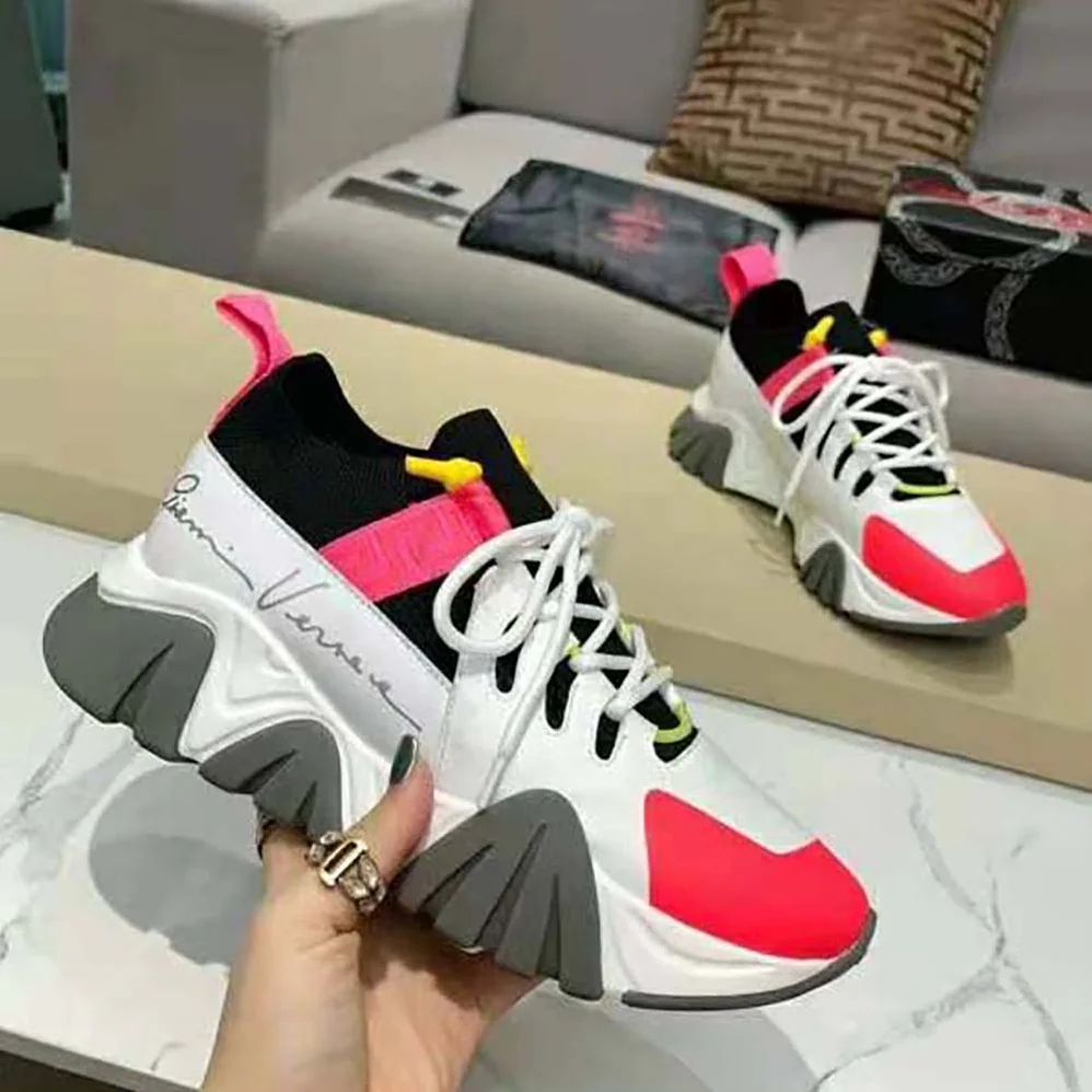 Versace Squalo Knit Sneakers for Women in Pink