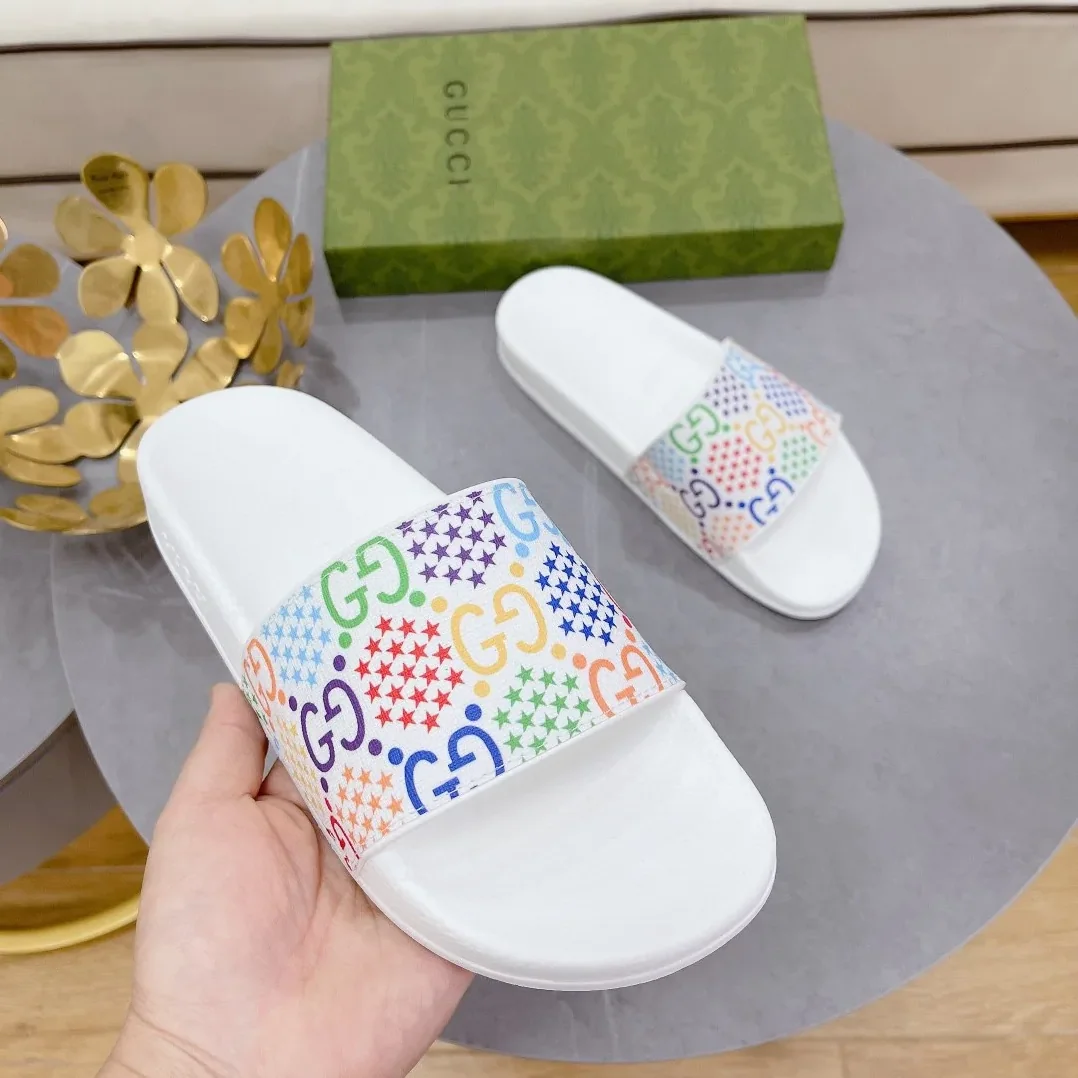 Gucci GG Slide Sandal With Stars White for Women Gucci GG Slide Sandal With Stars White for Women