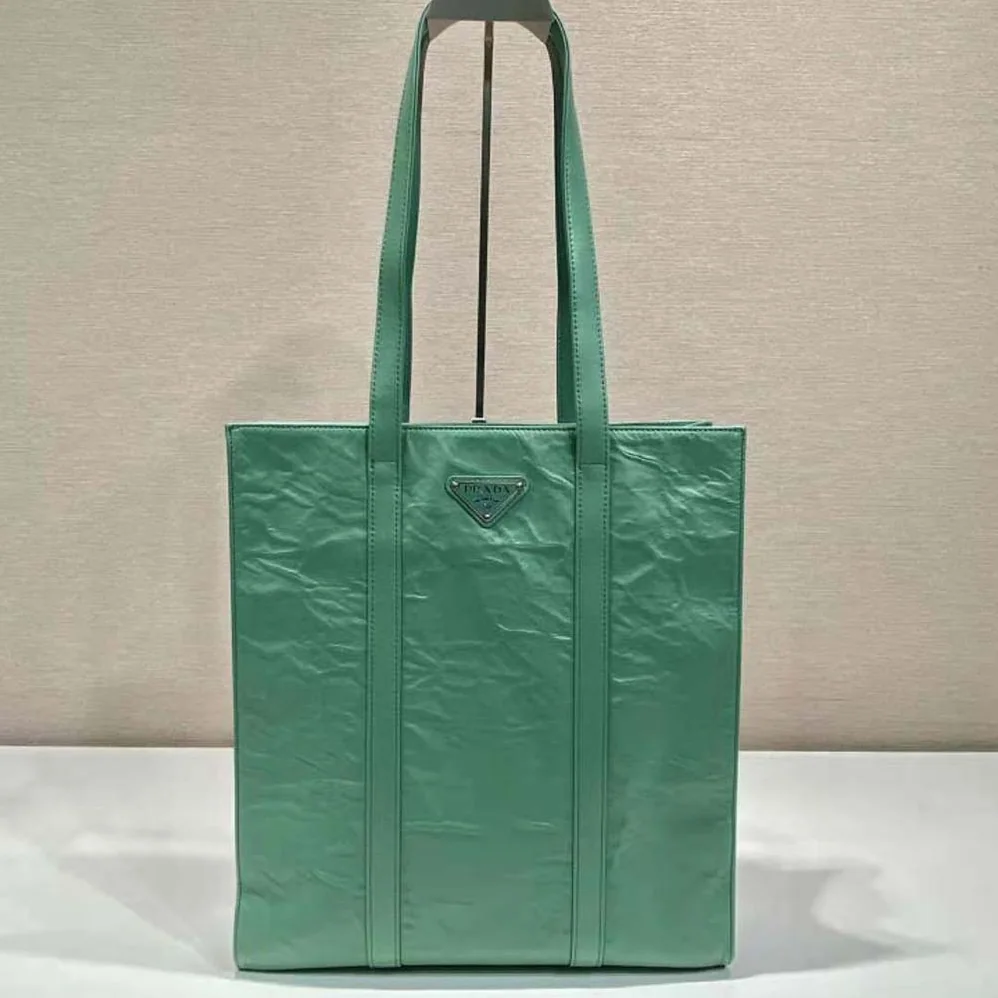 Prada Small Antique Nappa Leather Tote for Women in Green