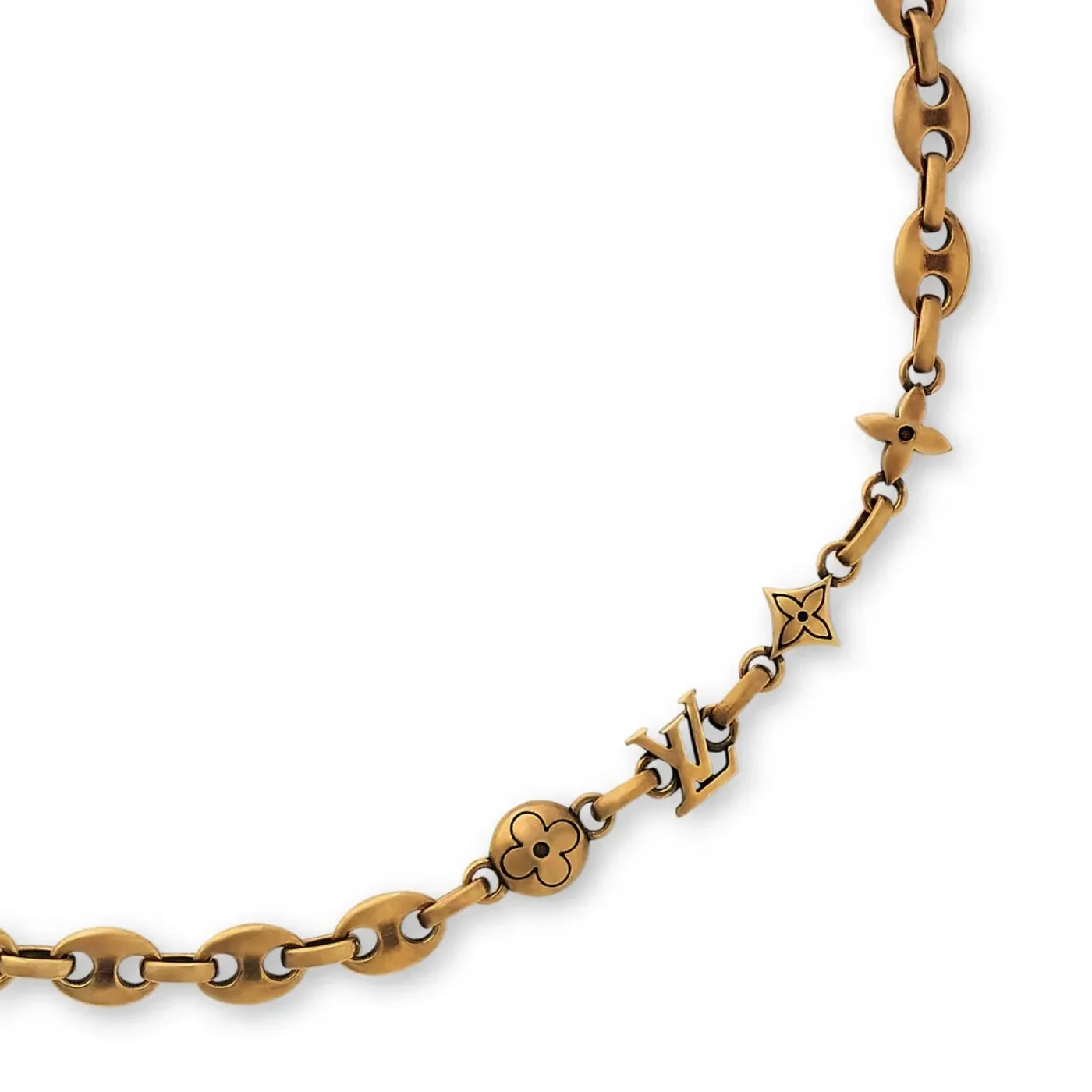 Louis Vuitton Sailor Necklace Gold in Toned