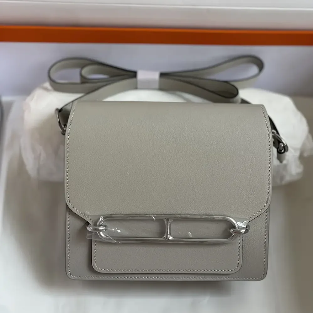 Hermes Roulis Mini Bag in Evercolor Leather for Women in Silver