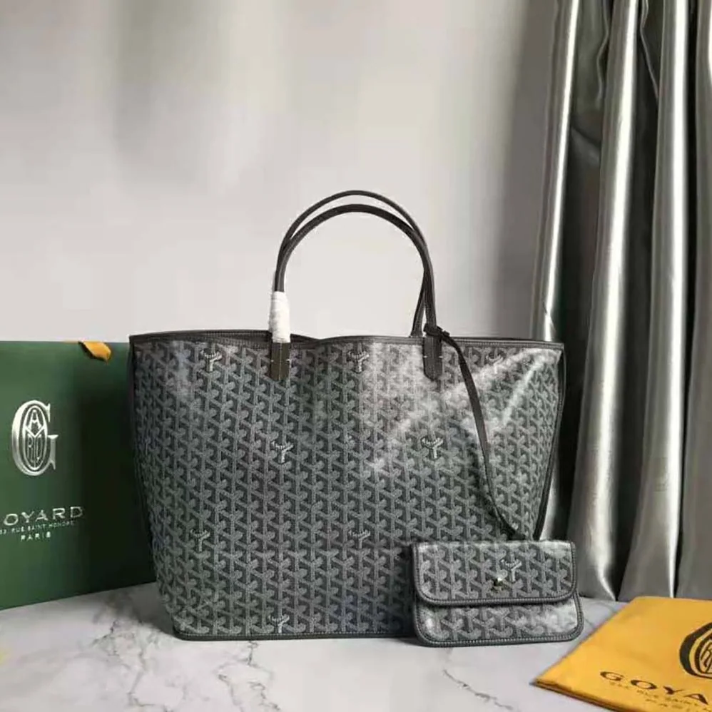 Goyard Sac Saint Louis GM in Goyardine Canvas & Chevroches Calfskin for Women in Silver
